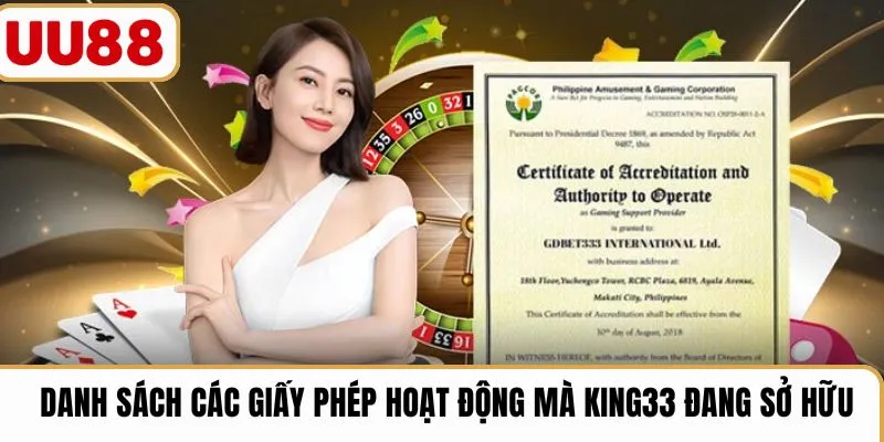 Danh sách các giấy phép hoạt động mà UU88 đang sở hữu